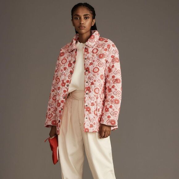 Anthropologie Glamorous Floral Quilted Jacket NWT - Picture 1 of 11